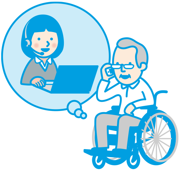 電話を介して、お出かけの詳細のヒアリングを受けるお客さまのイラスト