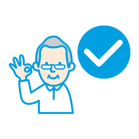 サポート代金の支払いを終えて、お出かけの準備万端のお客さまのイラスト